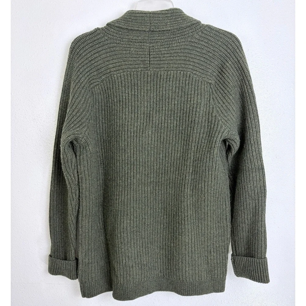 Pendleton Cardigan Olive Green Shawl Collar Ribbed Lambswool Pocket Large